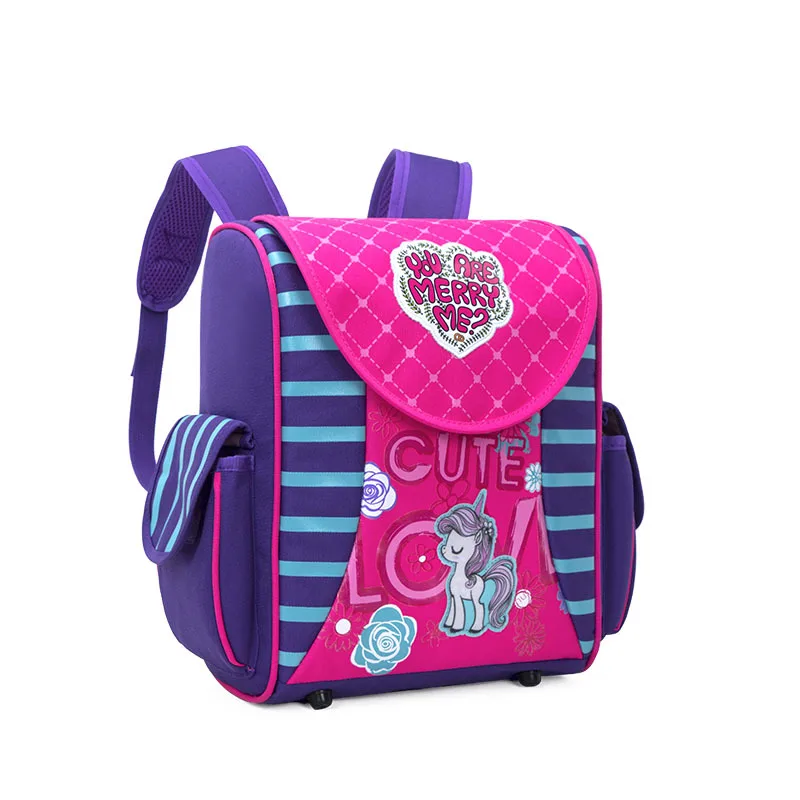 Детский школьный ранец с мультипликационным рисунком пони и гоночных машин