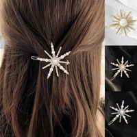 new luxury shining crystal pearls snowflake hairpins for women elegant headband barrettes hair clips fashion hair accessories
