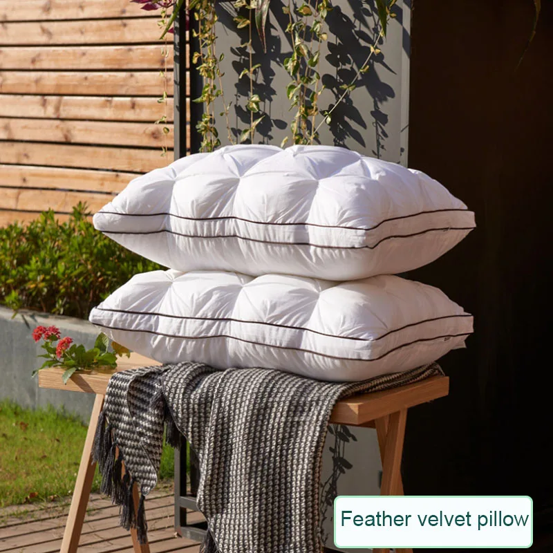 Пуховая подушка с перьями очень мягкая для шеи из белого утиного пуха/гуся