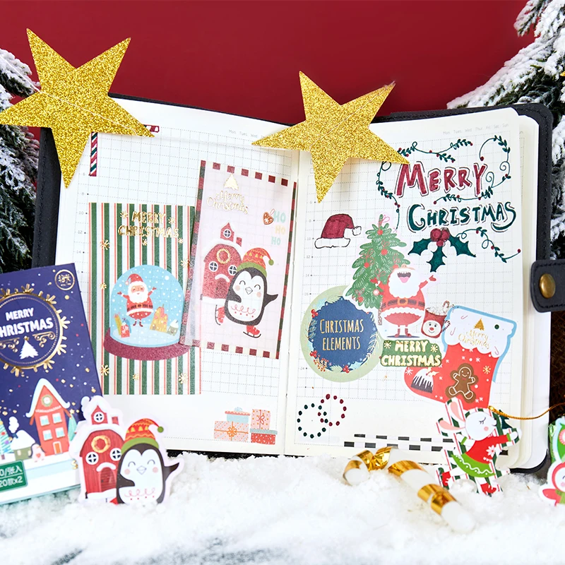 40 шт./корт. Рождественская тематическая коробка наклейка бронзовые канцелярские