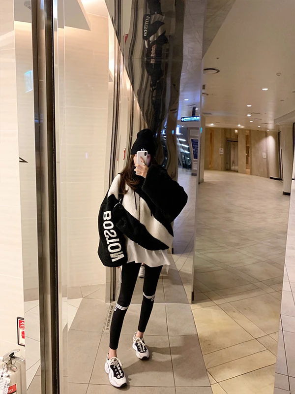 

New Elegant Fashion Women Spring Autumn Letter Stripe High Waist Fashion Legging Casual Pants