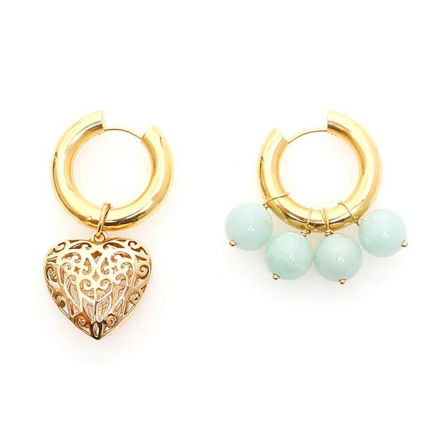 Женские серьги с металлическим сердечком boho аксессуары геометрическим рисунком