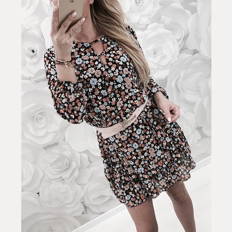 2019 Новое Женское Платье с принтом в европейском и американском стиле Модные