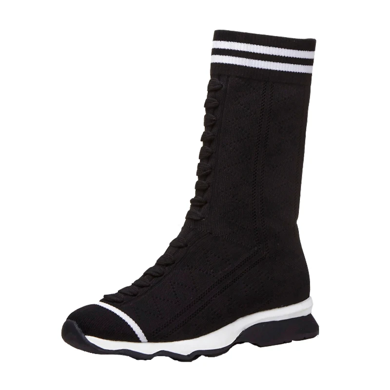 Новинка 2021 модные женские ботинки-носки вязаные короткие ботинки на платформе