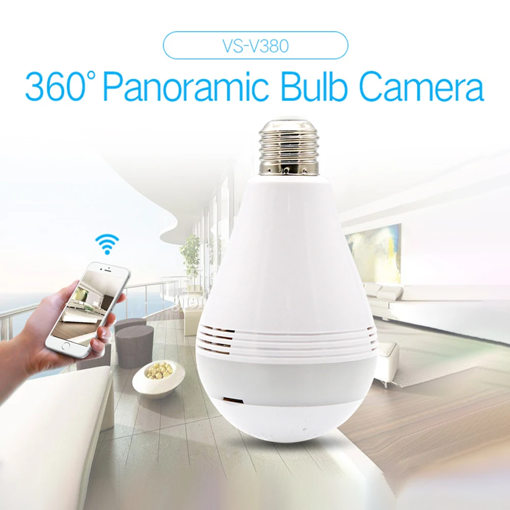 Панорамная ip камера видеонаблюдения Wi Fi 1080P рыбий глаз с ночным видением
