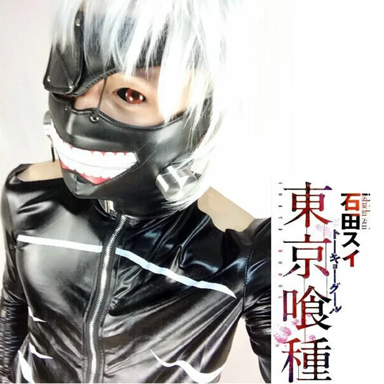 Аниме Токийский Гуль канеки Кен Регулируемая молния искусственная кожа маска