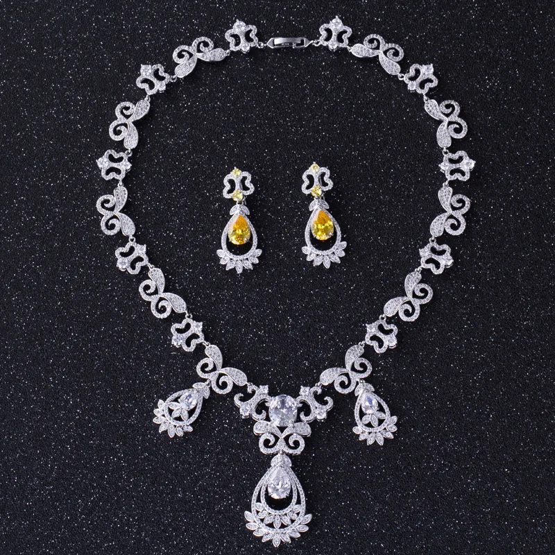 Женский высококачественный Ювелирный Комплект из белого золота Нигерии для