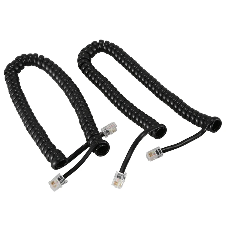2 шт м RJ9 4P4C штекер спиральный эластичный телефонные трубки кабель черный|Кабели| |