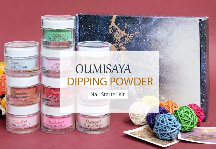 0,5 унц./шт. 10 шт. набор Oumisaya поднос для ногтей порошок Starter Kit с Dip Системы полезных мелочей с ярлыком(Базовое покрытие, герметик для защиты, топовое покрытие