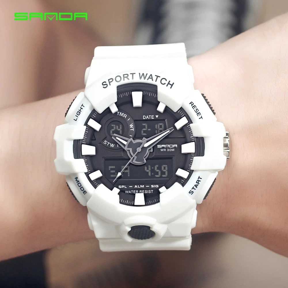 

SANDA Brand New Luxury Watch Men LED Luxury White Women Sport Watch Waterproof Ladies Jelly Watch Women Digital Quartz-watch Hou
