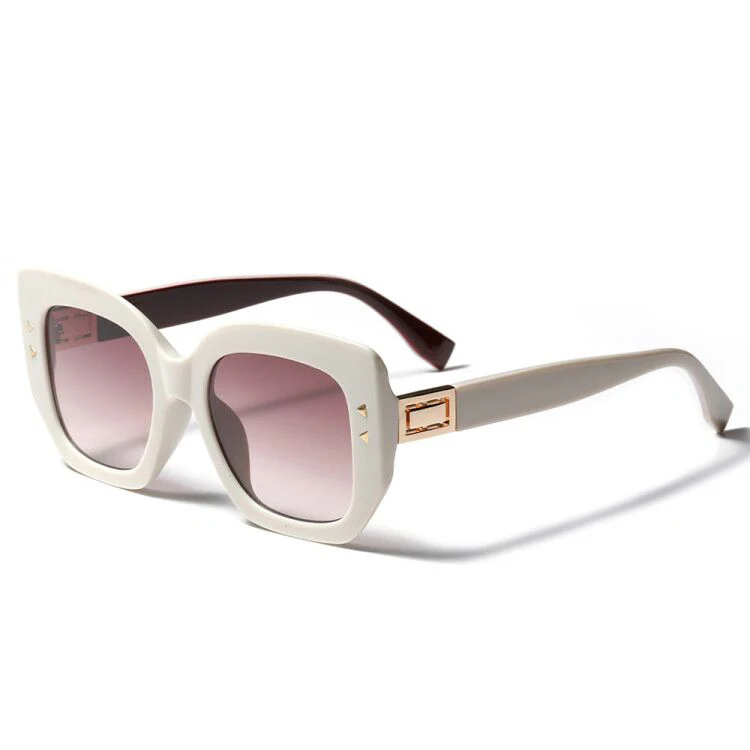 

Veshion Beige Pink Ladies Sunglasses Women Square 2021 Spring Fashion Glasses Female Rivets Uv400 Summer Style Hot Sale