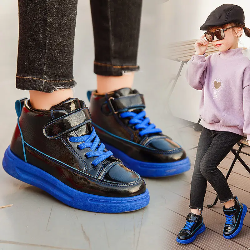 Новые детские зимние кожаные ботинки для девочек Ботинки martin модные элегантные