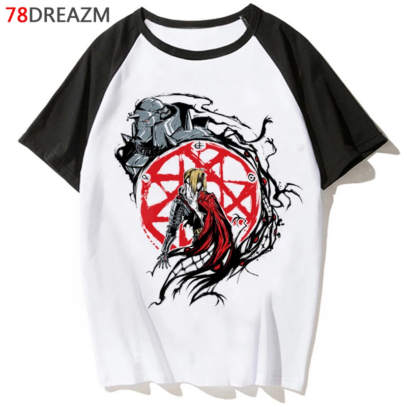 Новая Металлическая Алхимик футболка для мужчин Kawaii Edward Elric Graphic Tees Harajuku