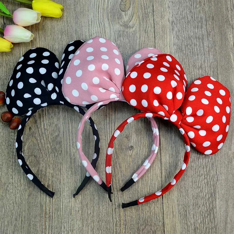 1 шт. Милая повязка на голову с бантом Минни красная волнистая ушками мыши для