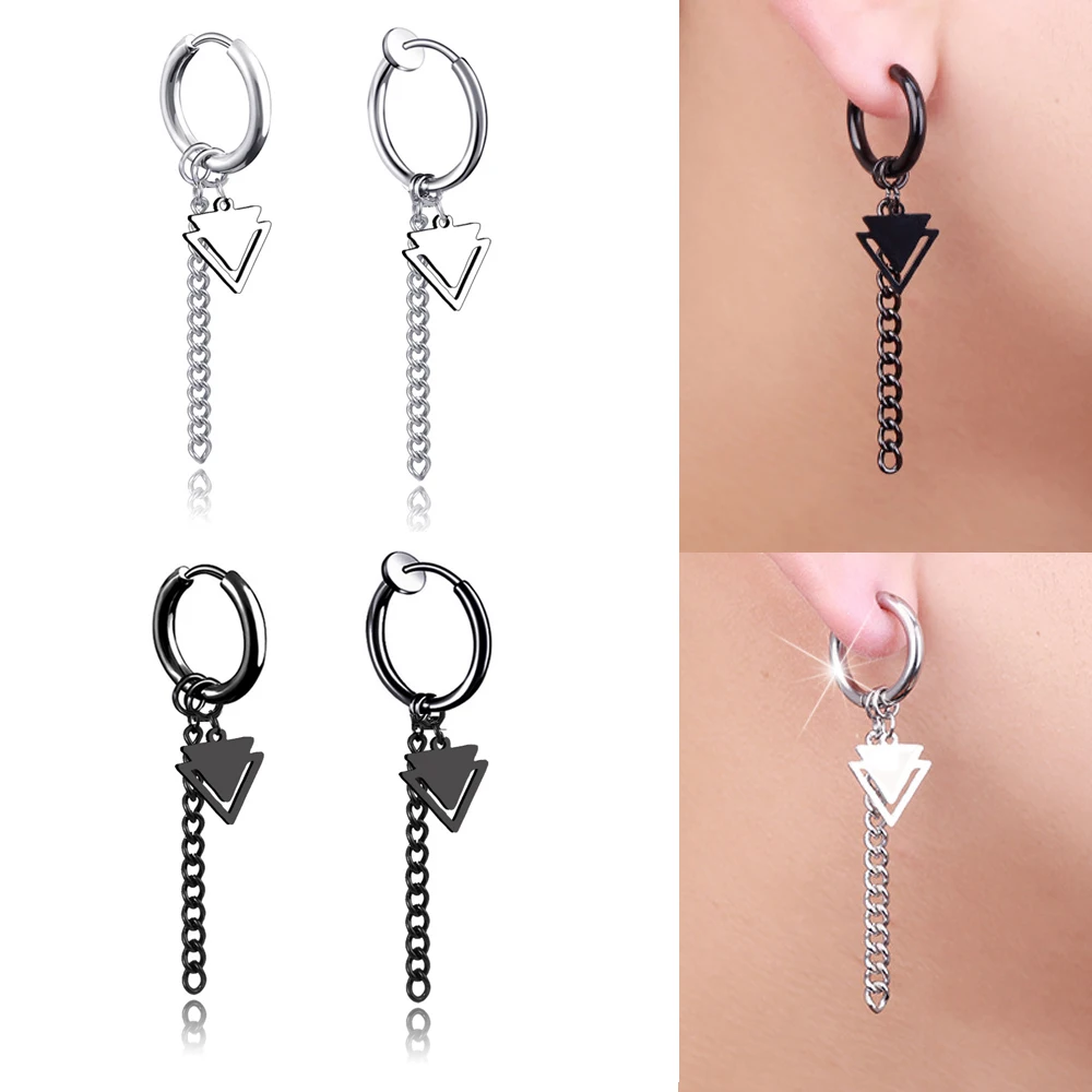 Серьги гвоздики из титановой стали для мужчин и женщин Длинные круглые серьги