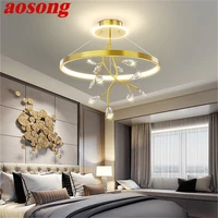 aosong gold pendant light modern nordic led lamps branch crystal fixtures decorative for home bed room