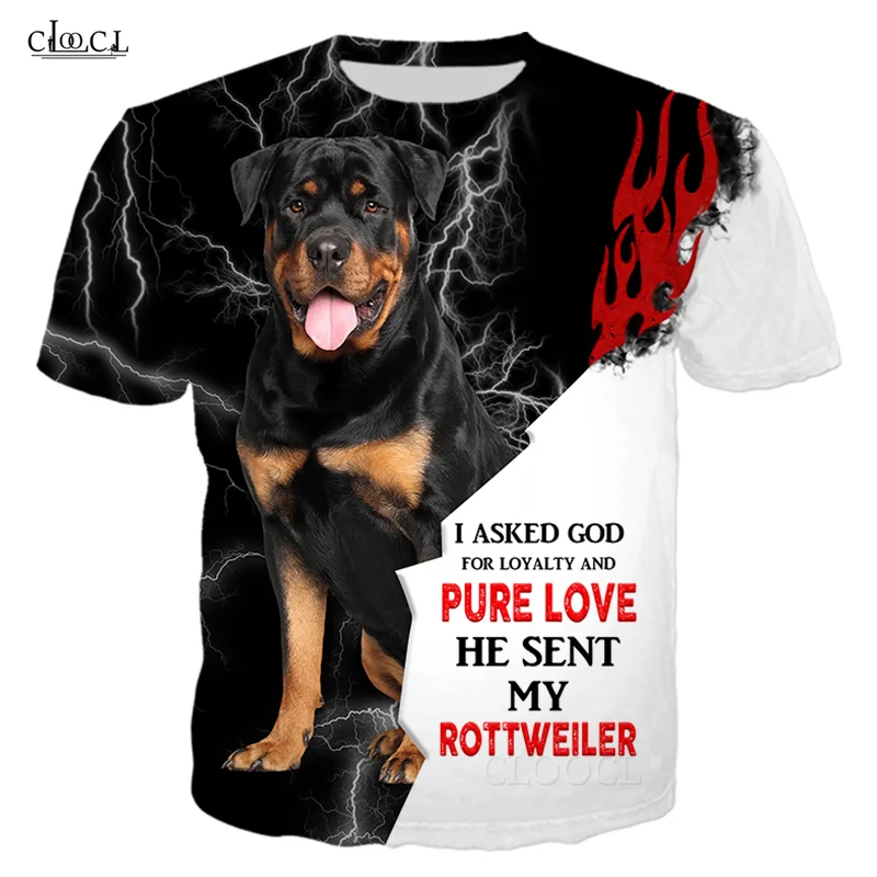 Новинка популярная мужская футболка CLOOCL с 3D принтом ротвейлера летняя