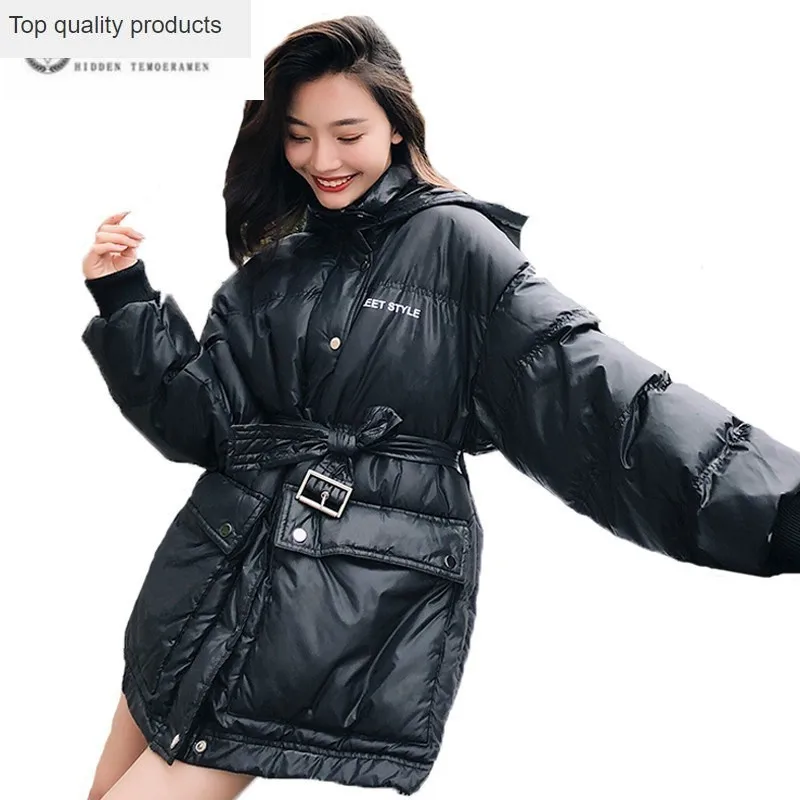 

Длинное зимнее пальто, женская одежда с толстым поясом, Свободная Женская парка, модель 2020 года, Корейская модель, флисовая хлопковая куртка...