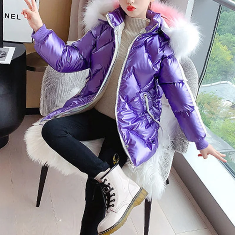 Зимняя Детская куртка детские парки с капюшоном для маленьких девочек длинное