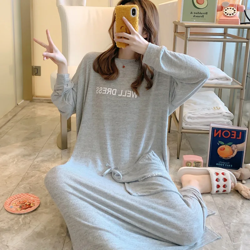 Теплая ночная рубашка из чистого хлопка хорошего качества на осень и зиму 2019