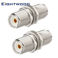 eightwood 2pcs uhf so239 rf coaxial adapter uhf female to female jack straight bulkhead type connector for antenna radio scanner