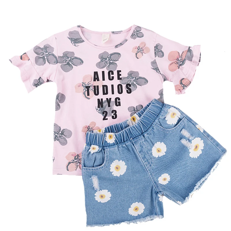 Комплекты летней одежды для девочек подростков детские футболки с буквенным