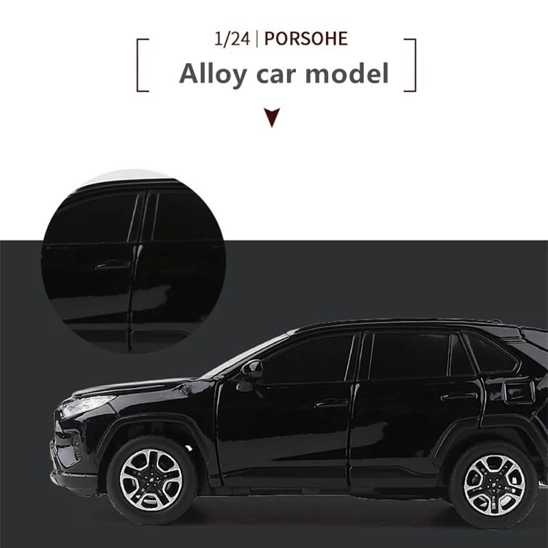 1:32 RAV4 Alloy Car Diecast Sound And Light Pull Back Model Toy Metal Vehicle Mini Simulation Collection Gifts Toys for boys | Игрушки и