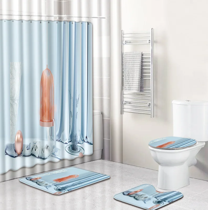 Zeegle коврик с принтом набор для ванной комнаты занавеска душа в туалете крючками