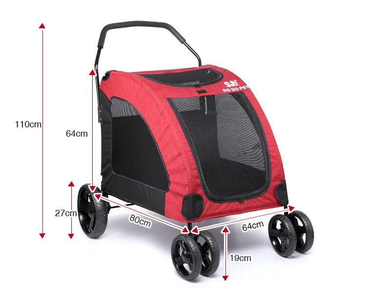 Большая коляска для собак, складная для переноски собак, для путешествий, переносная тележка для собак, прогулочная Тележка для покупок, внутреннее сиденье, 64*80*64 см, питомник Parm