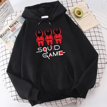 2021 Hot Sale Round Six Cartoon Man Squid Game Print Male Hoodie Warm Brand Tops Comfortable Casual Hoody Plus Size Mens Hoodies