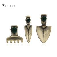funmor 3pcs shovel set brooch small size pins alloy for men gardener daily work decoration accessories lapel coat bijoux gifts