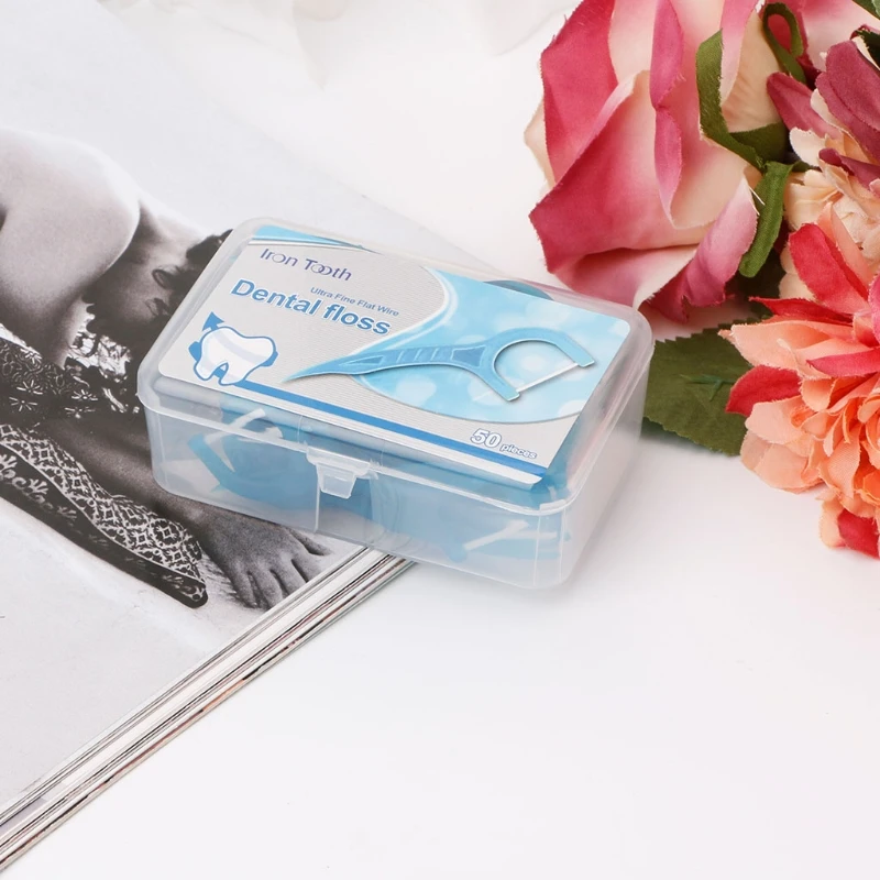 

50pcs Dental Floss Flosser Picks Teeth Toothpicks Stick Oral Care Tooth Cleaning