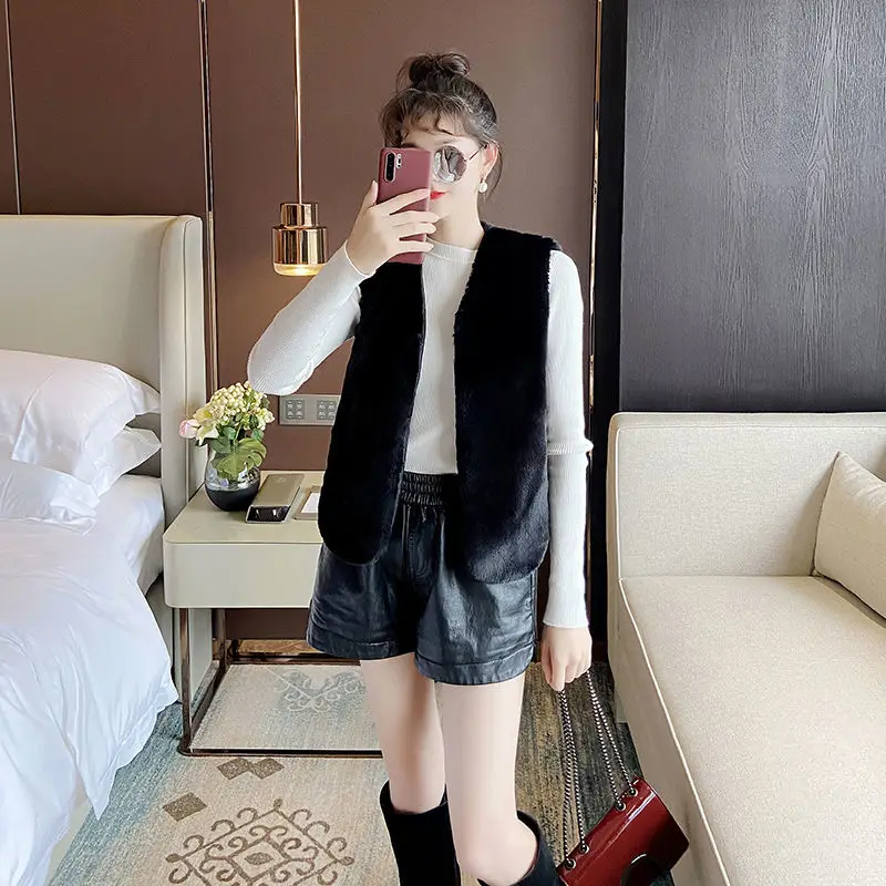 

Autumn and Winter New Student Short Coat All-match Imitation Mink Fur Outer Wear Vest