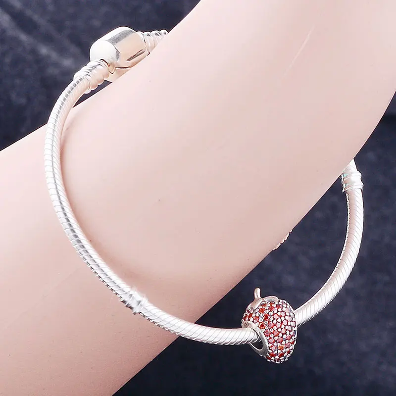 925 пробы Серебряный циркониевый светящийся фруктовый клубничный бисер Подходит