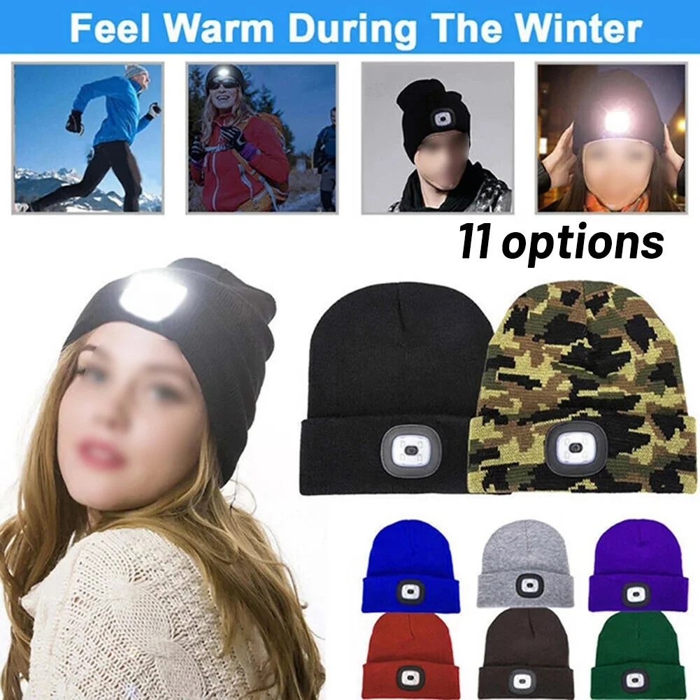 

USB Rechargeable LED Beanie Hat Unisex With Beanie Hat Head High LED Lamp
