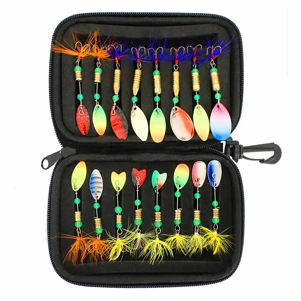 

16pcs/set Fishing Lures Eva Composite Sequin Fishing Spinner Baits Set With Portable Carry Bag Sea Tackle Fishing Accessories