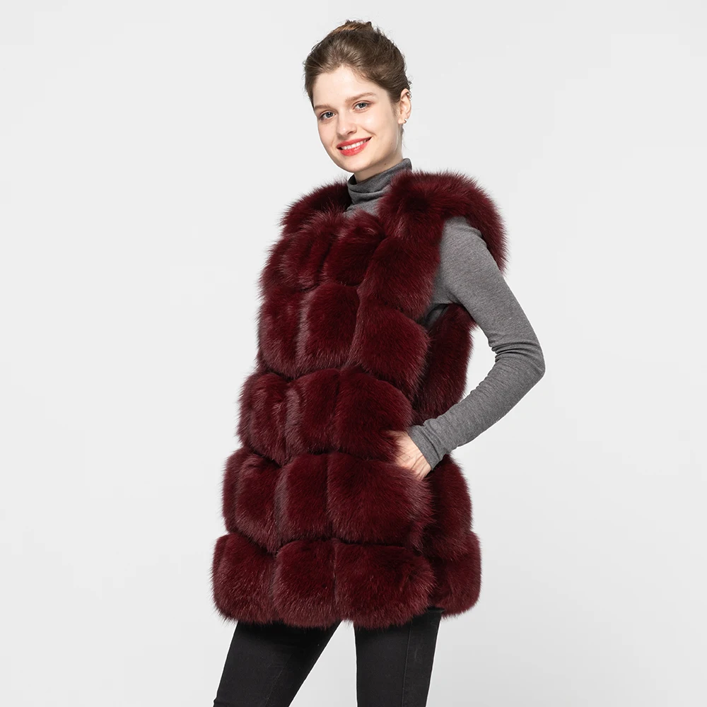 Jancoco Max Новое поступление настоящие жилеты из лисьего меха женский зимний теплый меховой жилет Модный стильный жилет высокого качества S1431