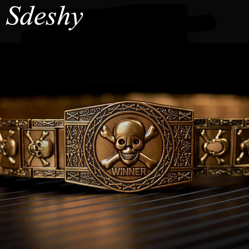 

Self-Defense Stainless Steel Personalized Metal Waistband 2021 Designer Skull Skeleton Punk Gothic Style Straps Belt For Men