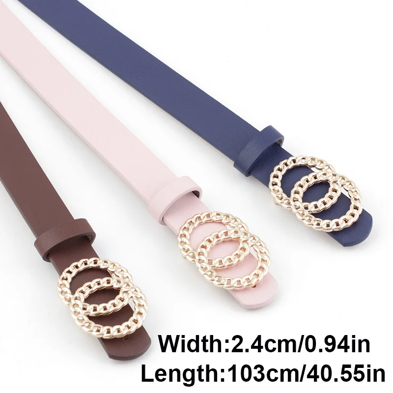 Ремень из искусственной кожи Женский модный декоративный двойной Круглый пояс с