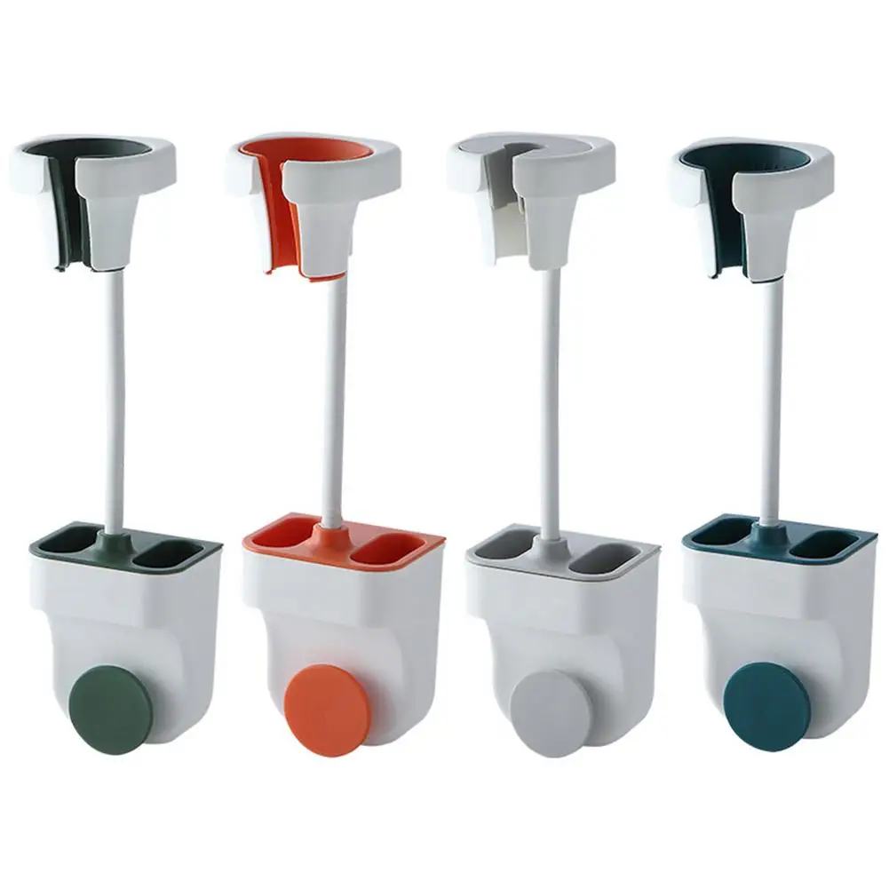 

Shower Nozzle Bracket Adjustable Punch-free wall Hanging shower head rack bathroom shower Nozzle Drain box storage rack