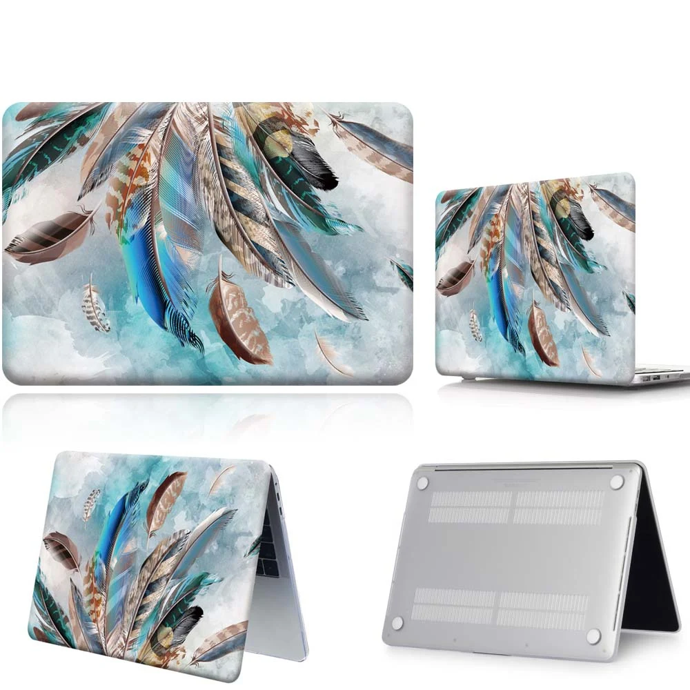 

Aqua Blue Feather Pattern Laptop Replace Cover Case For Apple Macbook 12/Air 11 13 A2337/Pro 13(A2251 A2289) 15 16/Pro 13 A2338