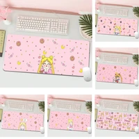 pink japanese anime kawaii girl locking edge mouse pad gaming mousepad large gamer keyboard pc desk mat computer tablet mat