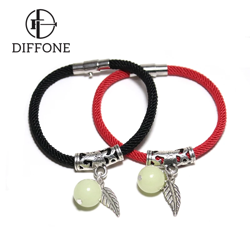Парный браслет Diffone для влюбленных плетеный с красной нитью натуральными