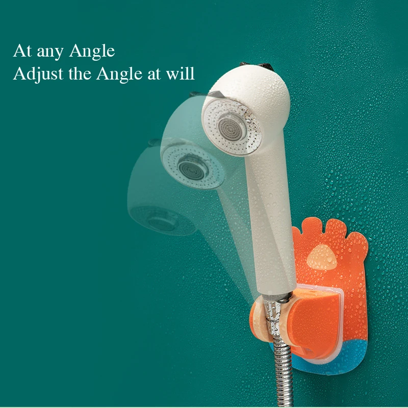 

Wall Gel Mounted Shower Bracket Free Punching Seat Shower Head Shower Hook Adjustable Nozzle Holder Strong Tile Wall