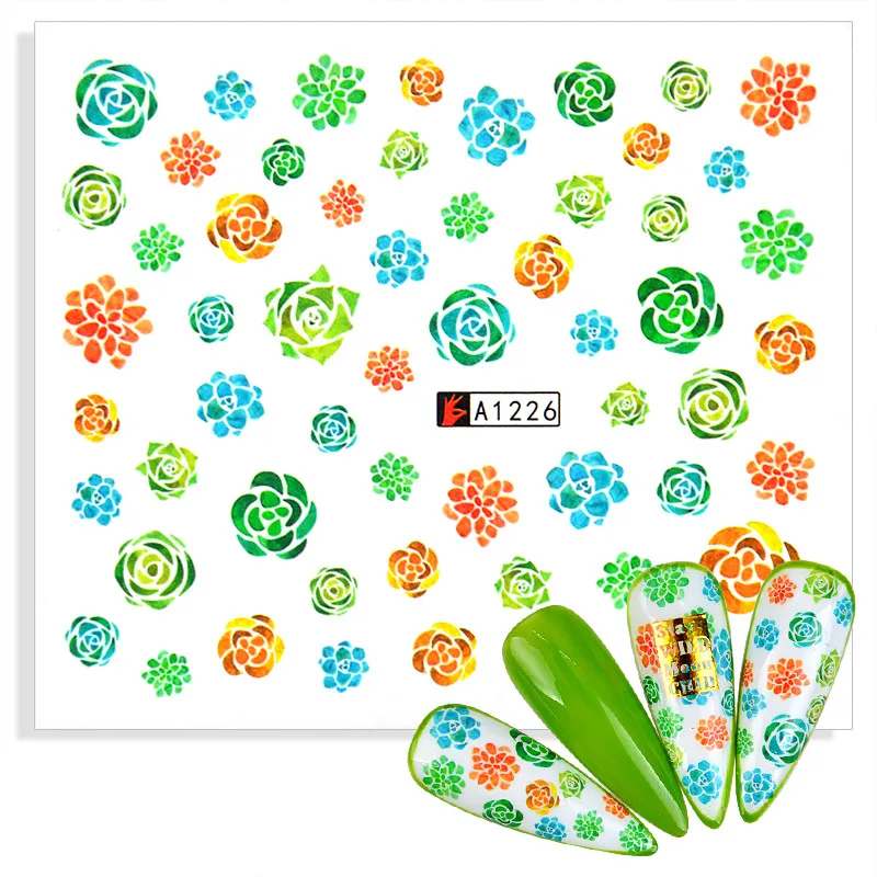 

1 шт. Наклейка С КАКТУСОМ для лака для ногтей, лист, переводятся с помощью воды ползунок наклейки для ногтей искусство украшения из водяных з...