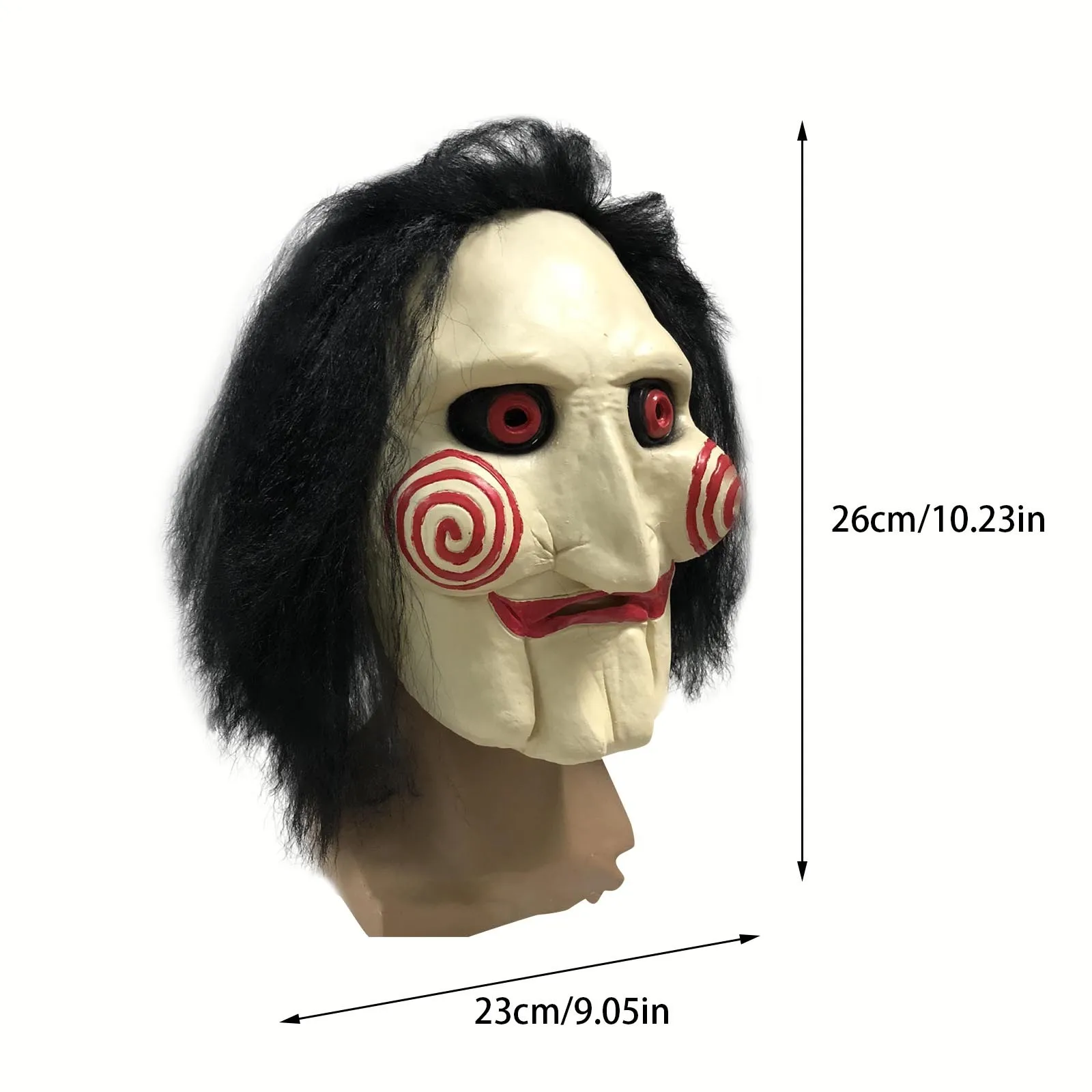 Movie Saw Chainsaw Massacre Jigsaw Puppet Masks with Wig Hair Latex Creepy Halloween Horror Scary mask Unisex Party Cosplay Prop | Дом и сад