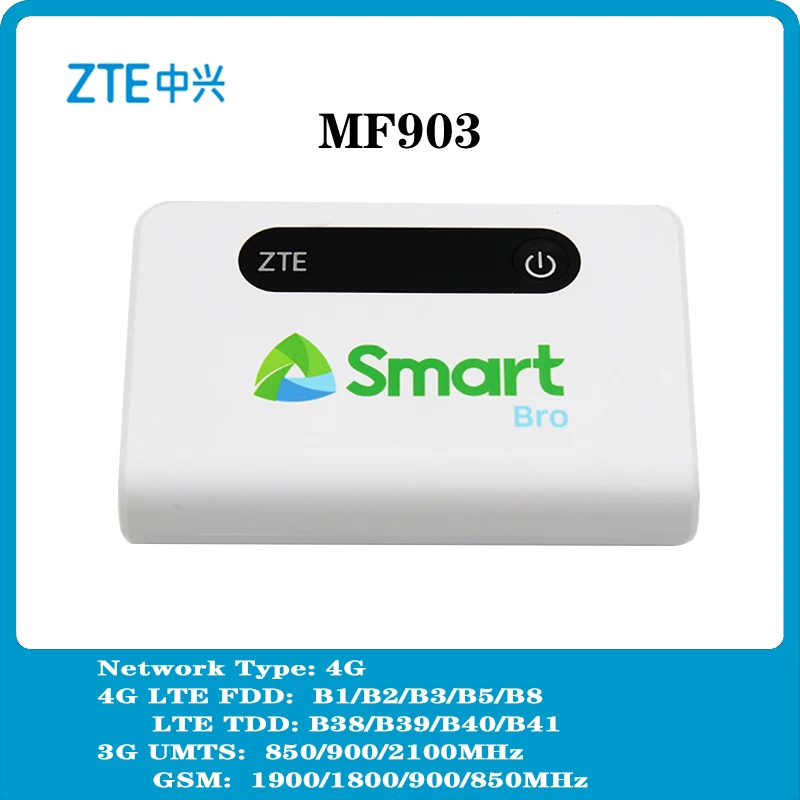 

Разблокированный Новый Карманный Wi-Fi роутер ZTE MF903 4G LTE с внешним аккумулятором 5200 мАч и портом Lan