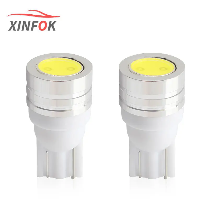 

2PCS DC 12V COB Chips White T10 W5W 194 Car LED Bulbs Position Lamps Side Marker Clearance Lights Signal Reverse Lamp