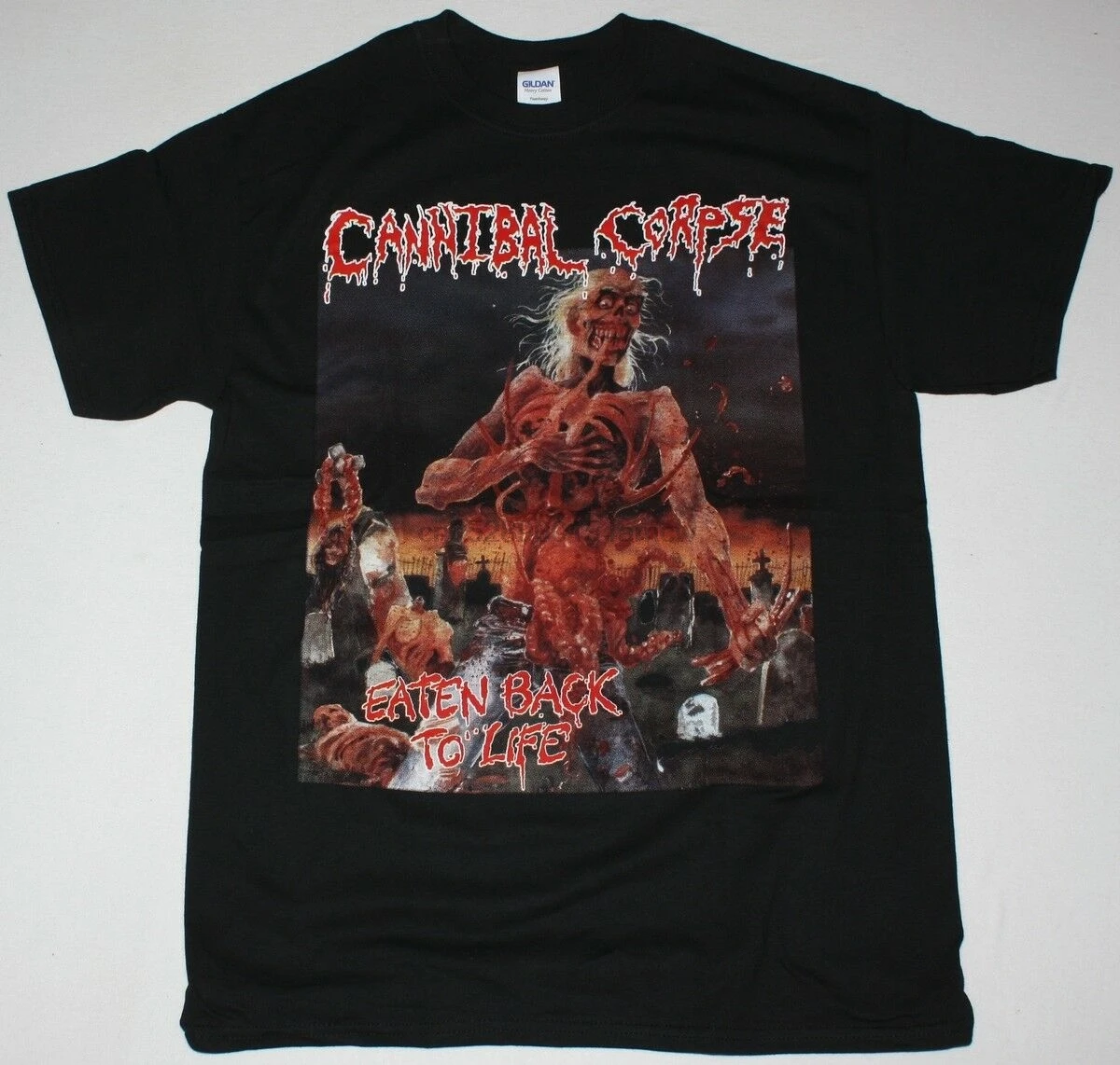 CANNIBAL CORPSE eted BACK TO LIFE GRINDCORE DEATH METAL Новая Черная футболка | Мужская одежда