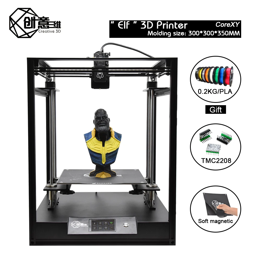 Creative3D BestNew CoreXY Elf двойной Z-Axis 3d Принтер Высокоточный алюминиевый профиль рамка большая площадь FDM